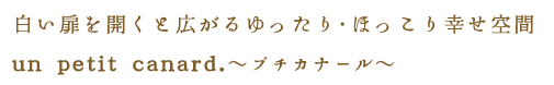 白い扉を開くと広がるゆったり・ほっこり幸せ空間un petit canard.～プチカナール～